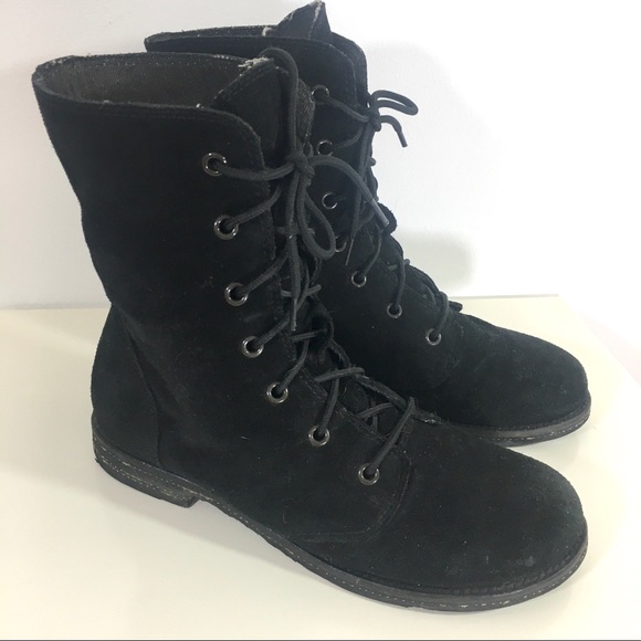 • SOLD • Black Suede Combat Boots - Picture 9 of 10